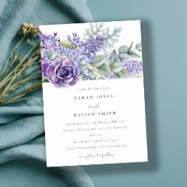 Lilac Succulent Eucalyptus Botanical Bunch Bröllop Inbjudningar