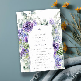 Lilac Succulent Eucalyptus Botanical Christening Inbjudningar