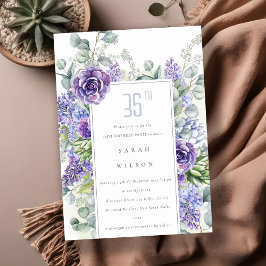 Lilac Succulent Eucalyptus Fauna any age Birthday Inbjudningar