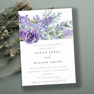 Lilac Succulent Eucalyptus Fauna Par Shower Inbjudningar