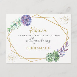 Lilac succulents Bridesmaid eller Maid Honor frier Inbjudan Vykort