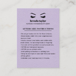 LILAC Suede Eyelash Browbar AAfter Care Instructio Visitkort