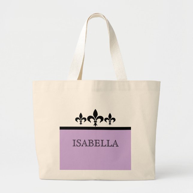Lilac Swanky Fleur De Lis Bag Jumbo Tygkasse (Framsidan)