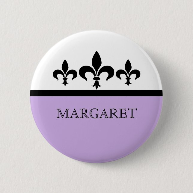 Lilac Swanky Fleur De Lis Button Knapp (Framsida)
