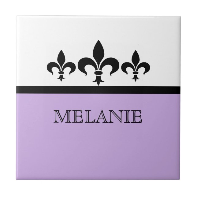 Lilac Swanky Fleur De Lis Tile Kakelplatta (Framsidan)