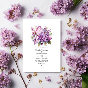 Lilac till Grape Blommigt sommaren Bröllop Inbjudningar