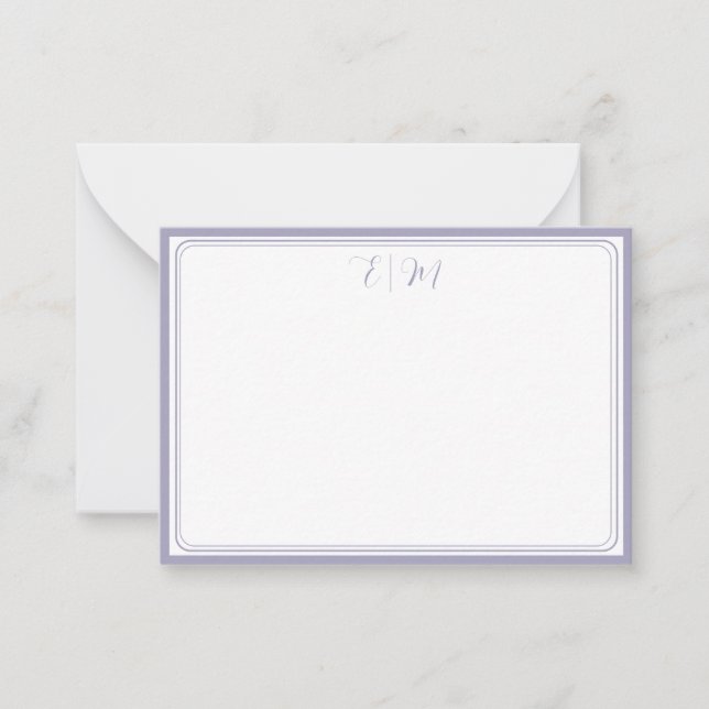 Lilac tre gränser monogram anteckningskort (Framsida)