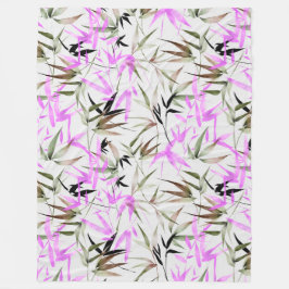 Lilac vattencolor löv fleecefilt