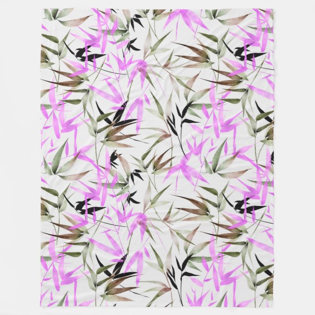 Lilac vattencolor löv fleecefilt (Framsidan)