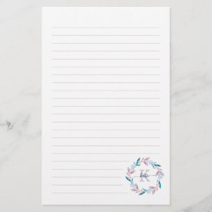 Lilac Vattenfärgad Blommigt Utandning Monogram Brevpapper