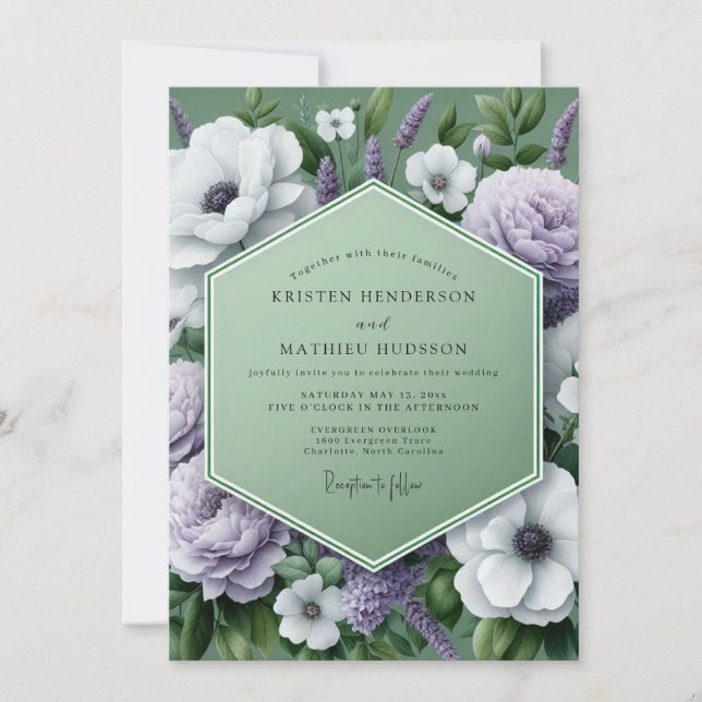 Lilac Verdant Bloom Wedding Inbjudningar (Framsida)