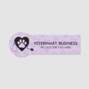 Lilac Veterinarian Tass Heart Stethescope Pet Namnbricka