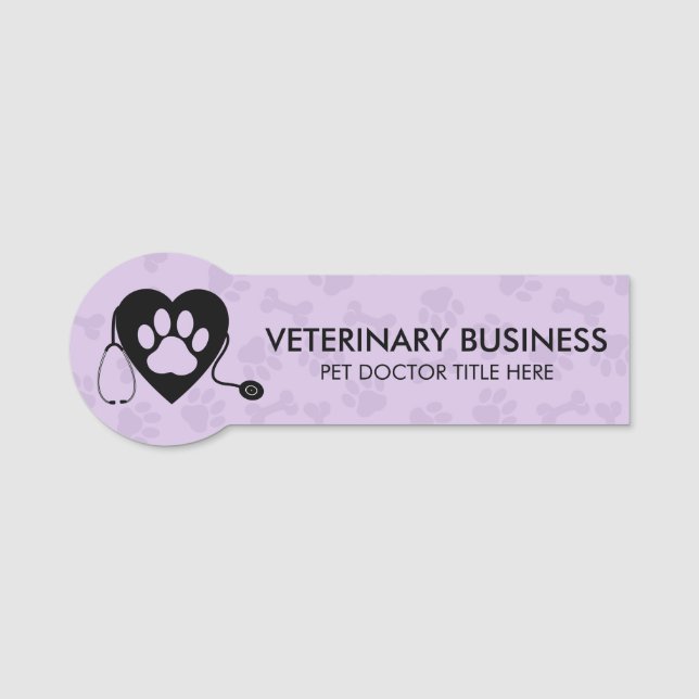 Lilac Veterinarian Tass Heart Stethescope Pet Namnbricka (Framsida)