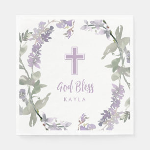 Lilac Vild Flower WAN & Kor Baptism Välsigna dig Pappersservett