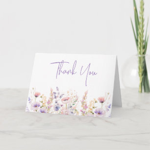 Lilac Vilda Blommor Bröllopsdusch Vikta Tack Kort