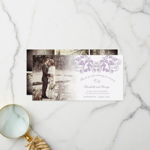 Lilac Vintage Damask Blommigt Flourish Photo Bröll Tack Kort