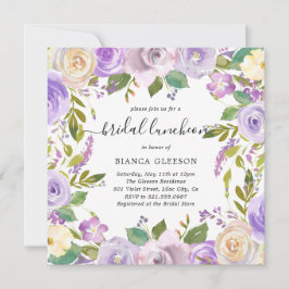 Lilac Watercolor Blommigt Elegant Möhippa Luncheon Inbjudningar