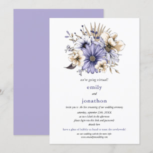 Lilac Watercolor Blommigt Foliage Virtuellare Bröl Inbjudningar