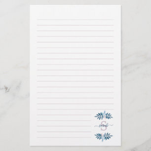 Lilac Watercolor Blommigt Monogram Brevpapper