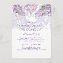 Lilac Watercolor Bröllop Information Guest Card Tilläggskort