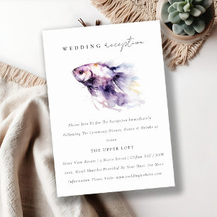 Lilac Watercolor Coastal Fish Wedement Reception Tilläggskort