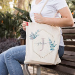 Lilac Watercolor Eucalyptus Ram Monogrammed Tygkasse<br><div class="desc">Lilac Watercolor Eucalyptus Ram Monogram</div>