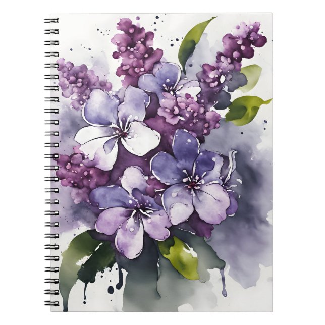 Lilac - Watercolor flowers Anteckningsbok (Framsidan)