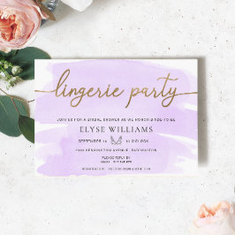 Lilac Watercolor Guld Lingerie Party Möhippa Inbjudningar