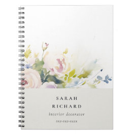  Lilac Watercolor Ro Blommigt Bunch Business Anteckningsbok