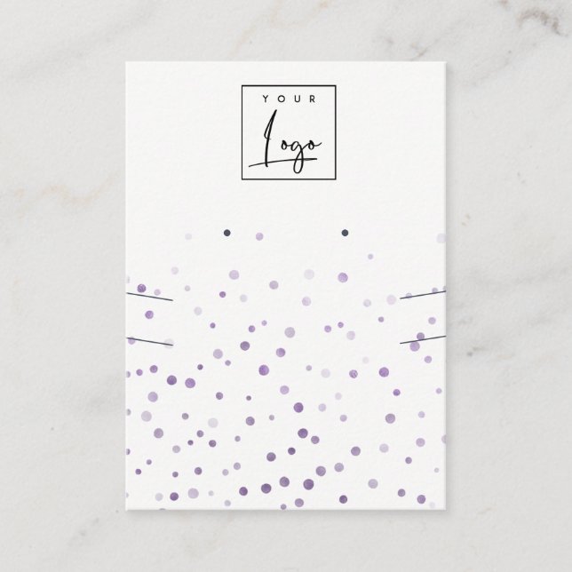 Lilac Waterolor Confetti Logotyp Öronklace Visitkort (Framsida)
