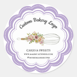 Lilac Whisk Flower Boutique Bageri Runt Klistermärke