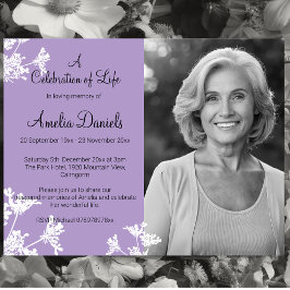 Lilac White Flower Photo Firande of Life Card Inbjudningar