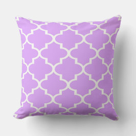 Lilac White Quatrefoil Lattice Pillow Kudde