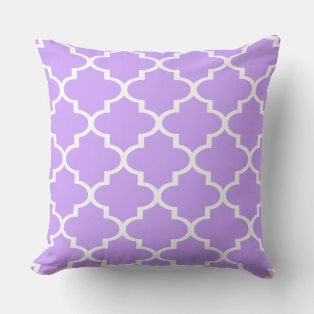 Lilac White Quatrefoil Lattice Pillow Kudde (Framsida)