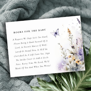 Lilac WildblomButterfly Bokar for Baby Shower Tilläggskort