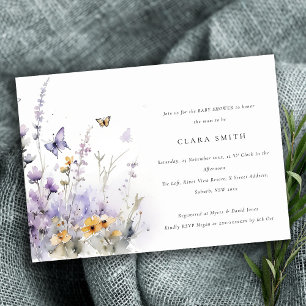 Lilac WildblomButterfly Garden Baby Shower Inbjudningar