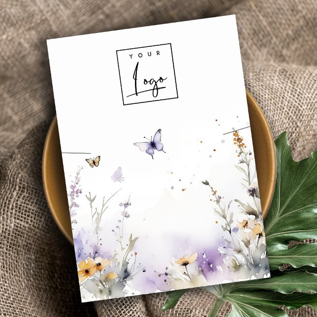 Lilac WildblomButterfly Necklace Logotyp Visning Visitkort (Skapare uppladdad)