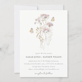Lilac Wildblomfern Botanical Watercolor Bröllop Inbjudningar
