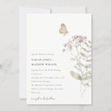 Lilac Wildblomfern Botanical Watercolor Bröllop