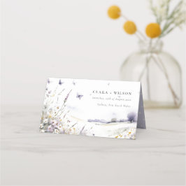 Lilac Wildblomma Fält Butterfly liggande Bröllop Placeringskort