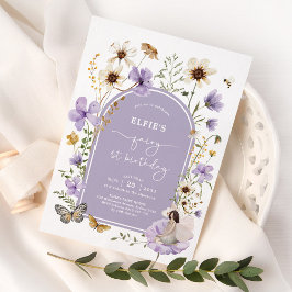 Lilac WildblommFairy First Birthday Garden Party Inbjudningar