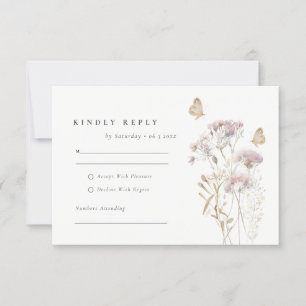 Lilac WildblommFern Foliage Watercolor Bröllop OSA Kort
