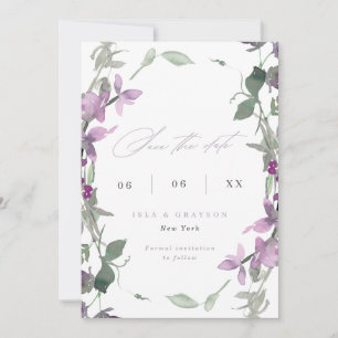 Lilac Wildblommor Bröllop Photo Save Date Spara Datumet
