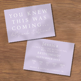 Lilac Will You Be My Bridesmaid Proposal Card Inbjudningar