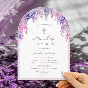 Lilac Wisteria Arch First Communion Inbjudningar