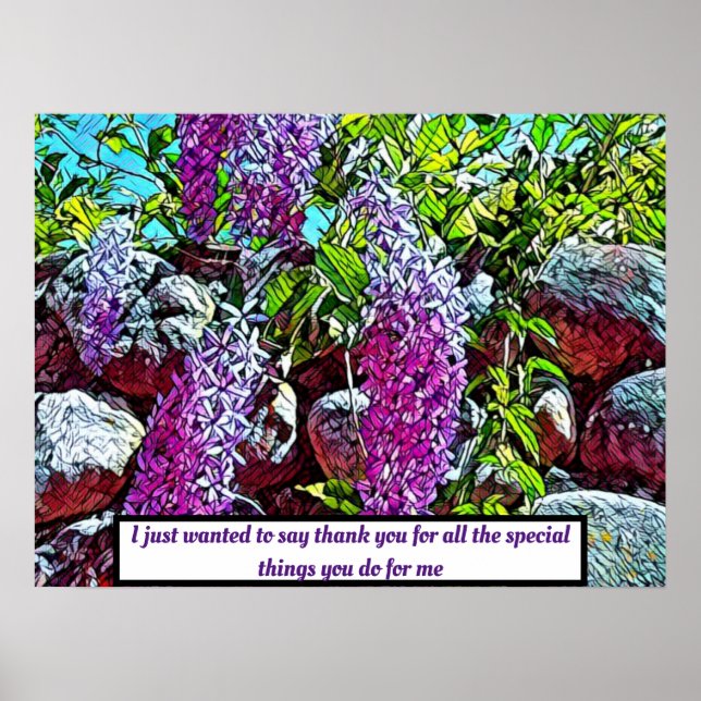 Lilacblommande blomsterträdgård poster (Framsidan)