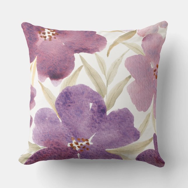 Lilacor på vattenfärg kudde (Framsida)