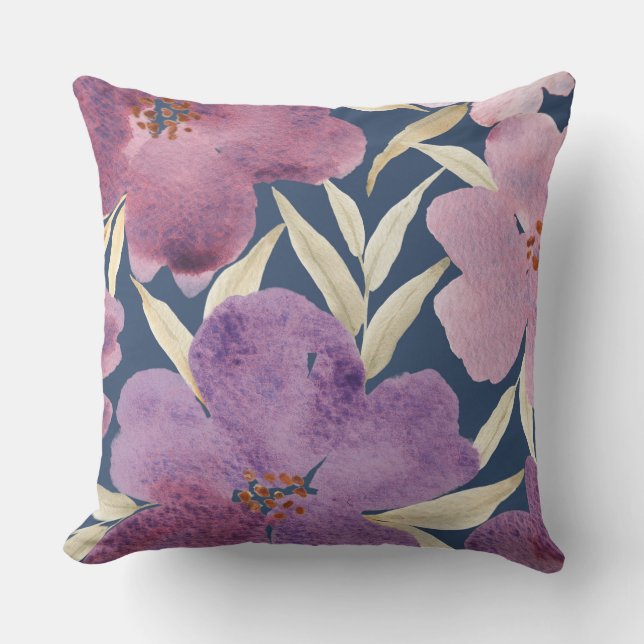 Lilacor på vattenfärg kudde (Framsida)