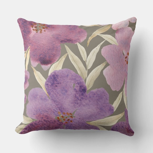 Lilacor på vattenfärg kudde (Framsida)