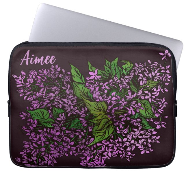 Lilacs Blommigt Laptop Fodral (Framsidan)